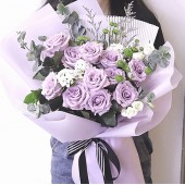 One Dozen Purple Roses Valentine Bouquet  