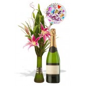 Oriental Lily Package with Bubble wine and balloon