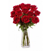 12 Long Stem Premium Roses Vase Bouquet